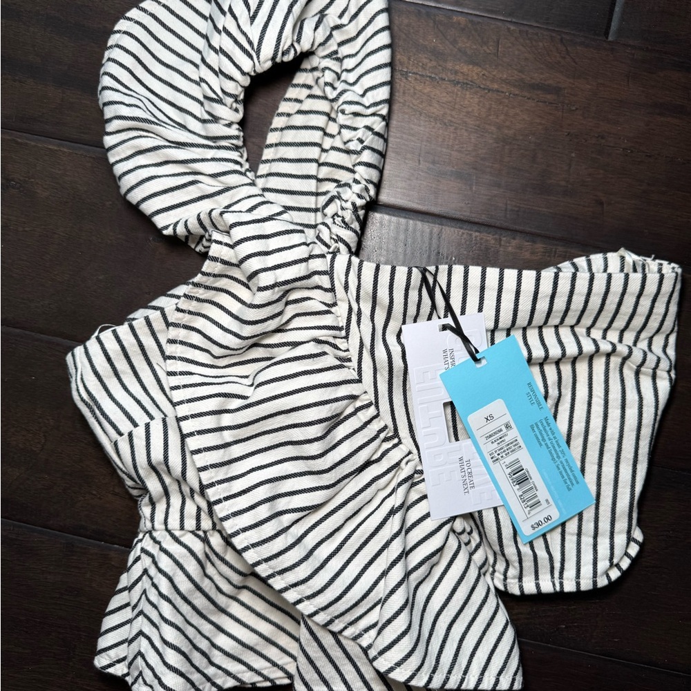 Black and White Striped Blouse
